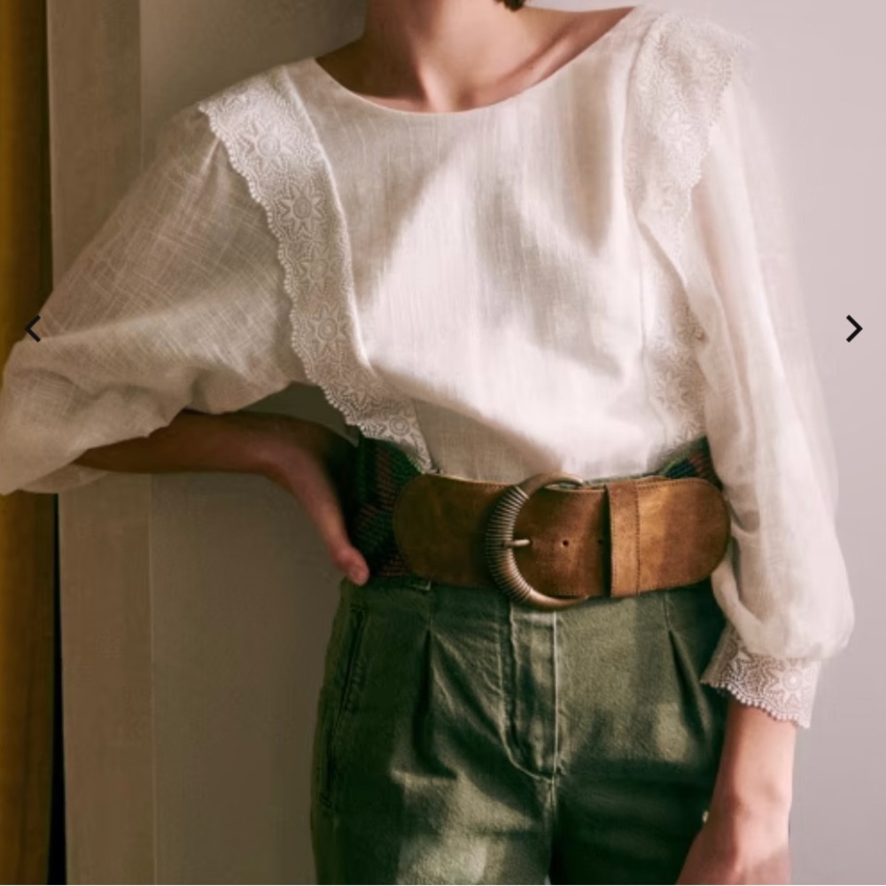 Sezane Cleo Blouse Ecru Size 36 US 4